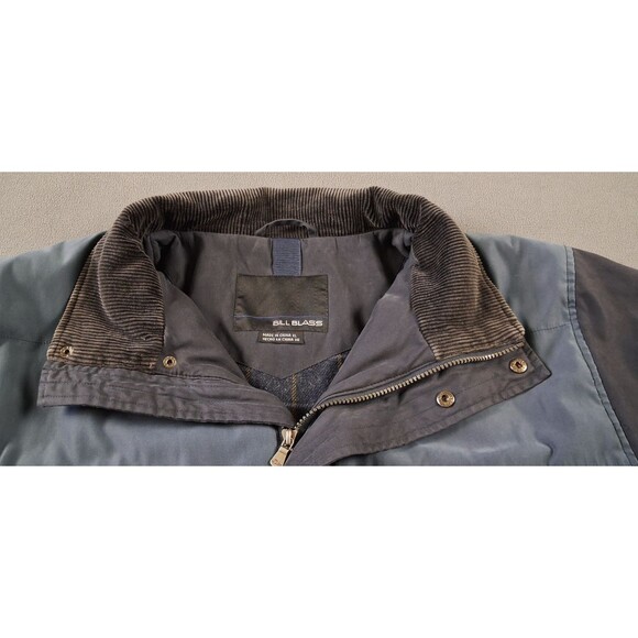 Bill Blass Men’s XL Winter Parka Black Blue Shoulder Corduroy Collar 7 Pockets - Picture 7 of 16